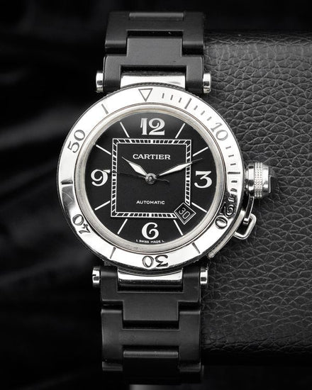 Cartier Pasha De Cartier Seatimer 40MM Black Dial Steel Bracelet (2790)