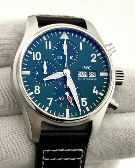 2022 IWC Schaffhausen Pilot Chronograph 41MM Green Dial Leather Strap (IW388103)