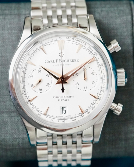 No Reserve - Carl F. Bucherer Manero Flyback 40MM White Dial Steel Bracelet (00.10927.08.13.21)