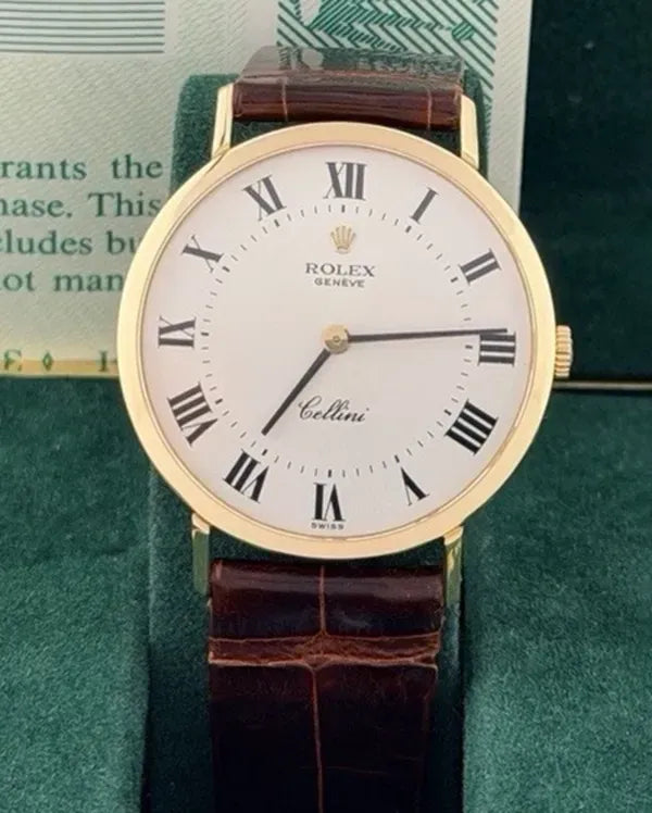 1989 (L Serial) Rolex Cellini 32MM Silver Dial Leather Strap (4112)