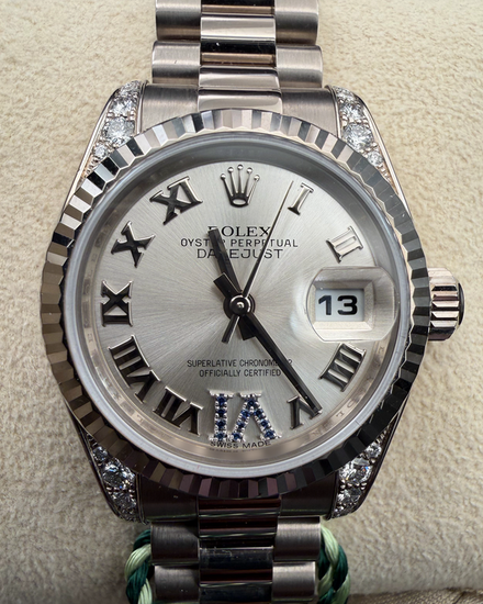 Rolex Datejust 26MM Silver Dial White Gold President Bracelet (179239)