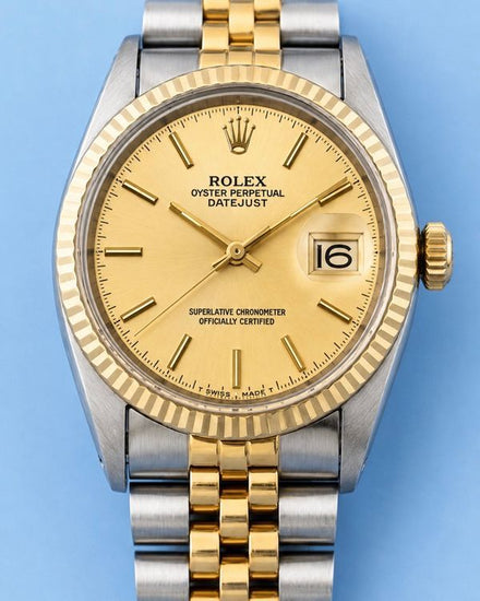 No Reserve - Rolex Datejust 36MM Champagne Dial Aftermarket Two-Tone Gold-Plated Jubilee  Steel Bracelet (1601)