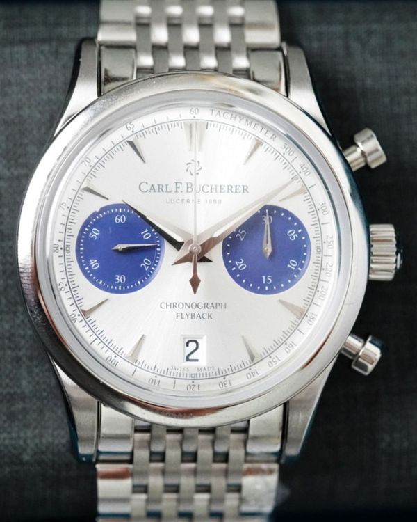 No Reserve - Carl F. Bucherer Manero Flyback 40MM Silver Dial Steel Bracelet (00.10927.08.13.23)