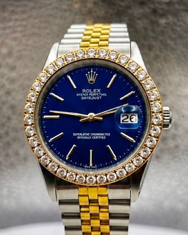 No Reserve - Rolex Datejust 36MM Blue Dial Aftermarket Two-Tone Jubilee Bracelet (1601)