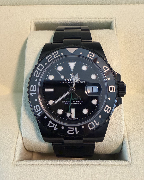 Rolex GMT-Master II 40MM Black Dial Aftermarket PVD Oyster Bracelet (116710LN)