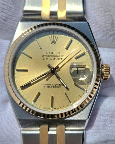 No Reserve - 1987 Rolex Datejust Oysterquartz 36MM Quartz Champagne Dial Two-Tone Oysterquartz Bracelet (17013)