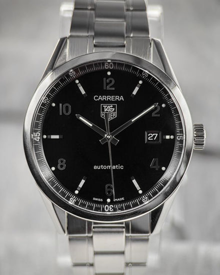No Reserve - Tag Heuer Carrera 39MM Black Dial Steel Bracelet (WV211B.BA0787)