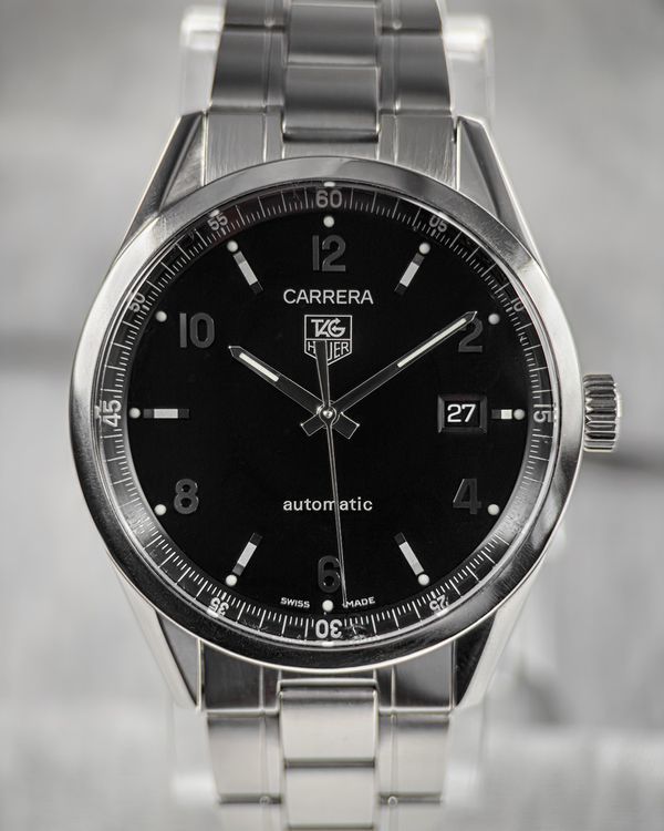 No Reserve - Tag Heuer Carrera 39MM Black Dial Steel Bracelet (WV211B.BA0787)