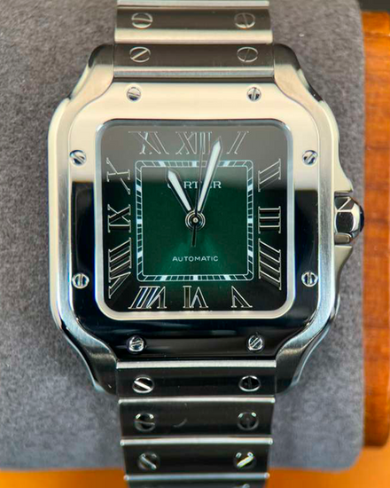 2024 Cartier Santos De Cartier 35.1MM Green Dial Steel Bracelet (WSSA0061)