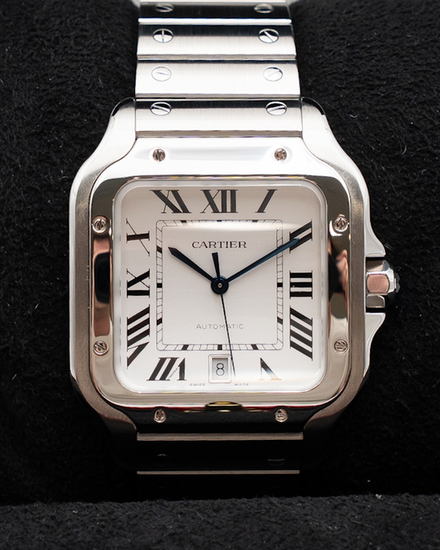 2024 Cartier Santos De Cartier Large 39.8MM White Dial Steel Bracelet (WSSA0018)