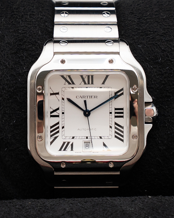 2024 Cartier Santos De Cartier Large 39.8MM White Dial Steel Bracelet (WSSA0018)