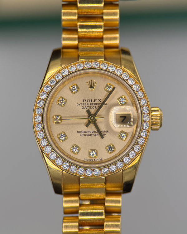 Rolex Lady-Datejust 26MM Champagne Dial Yellow Gold President Bracelet (179138)