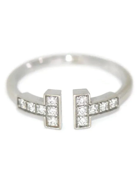 Tiffany Accessories T White Gold Diamond Wire Ring Size 4.5 (Ring)