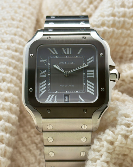 2025 Cartier Santos De Cartier 39.8MM Grey Dial Steel Bracelet (WSSA0037)