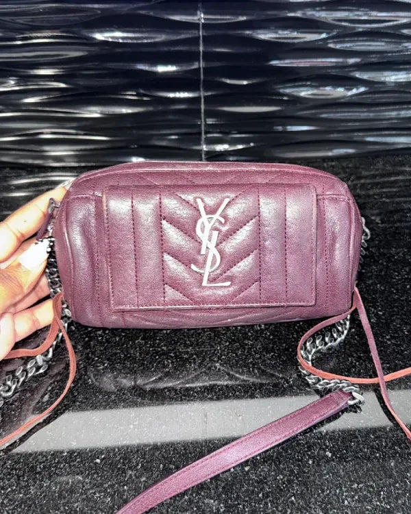 Saint Laurent Monogram East West Rider Burgundy Leather (Bag)