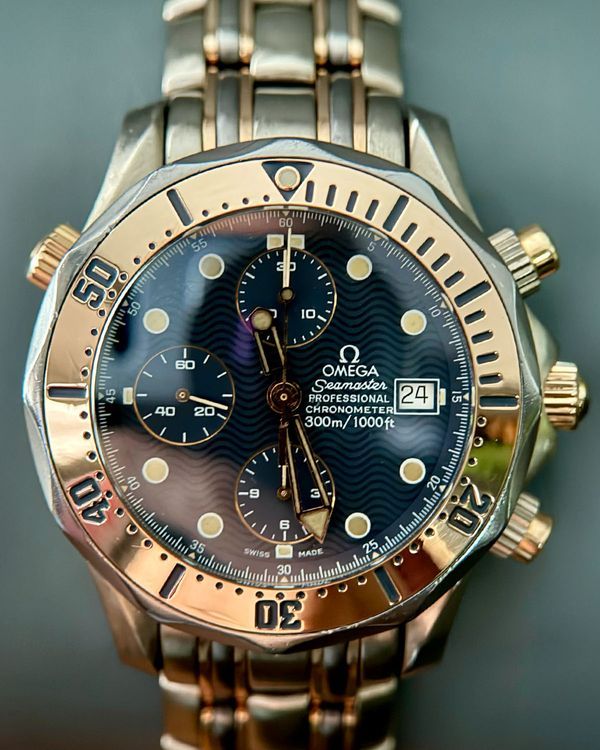 Omega Seamaster Professional 300M Chronograph 42MM Blue Dial Titanium/Rose Gold Bracelet (2296.80.00)