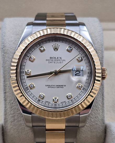 2014 Rolex Datejust II 41MM Ivory Dial Two-Tone Oyster Bracelet (116333)