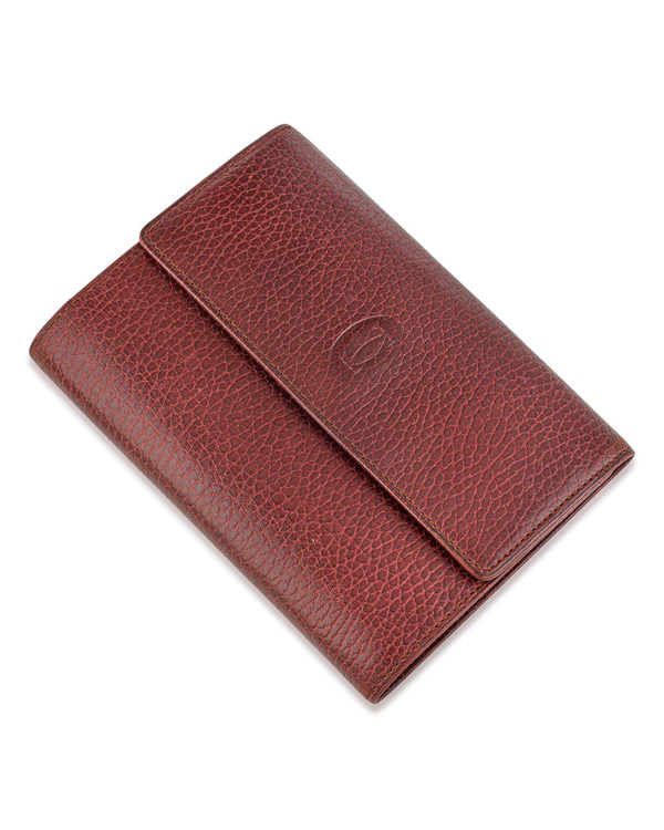 Cartier Must de Cartier Bordeaux Grained Calf Leather Wallet with Gold-Tone Hardware (Card Holder)