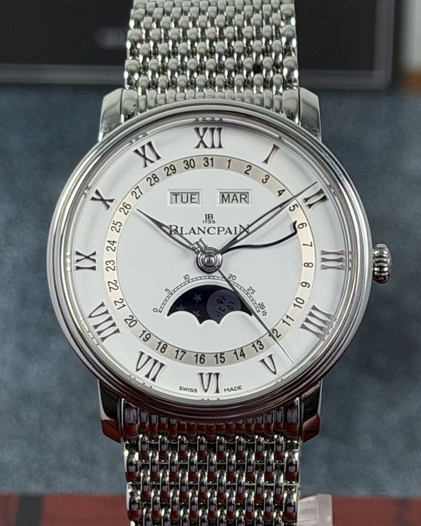 2018 Blancpain Villeret Quantième Complet 40MM White Dial Steel Bracelet (6654A-1127-MMB)
