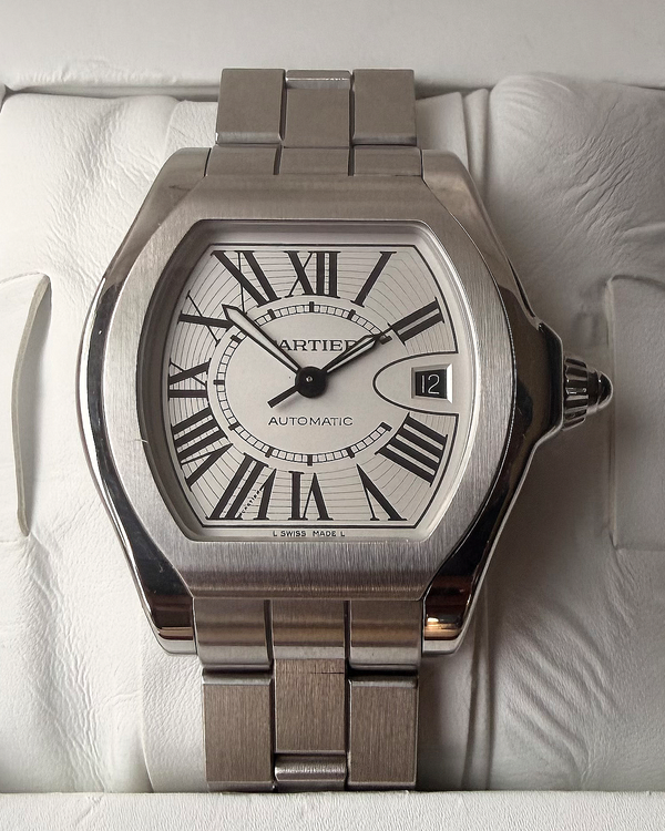 No Reserve - 2011 Cartier Roadster 41MM Silver Dial Steel Bracelet (W6206017)