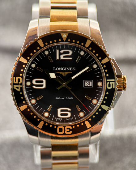 No Reserve - Longines HydroConquest 39MM Quartz Black Dial Steel Bracelet (L3.640.3)