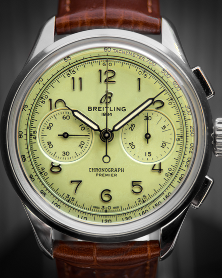 2021 Breitling Premier B09 Chronograph 40MM Pistachio Dial Leather Strap (AB0930)