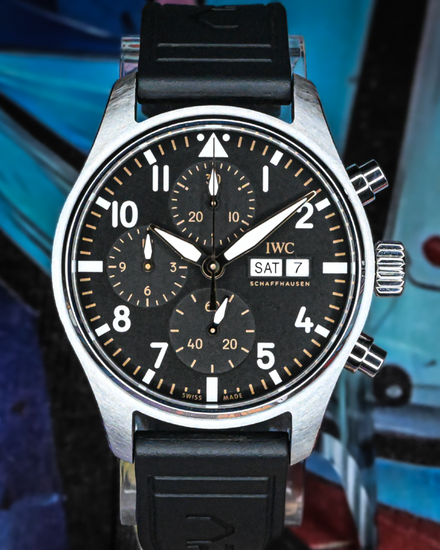2025 IWC Schaffhausen Pilot Chronograph "APXGP" S.E. 41MM Black Dial Rubber Strap (IW388116)