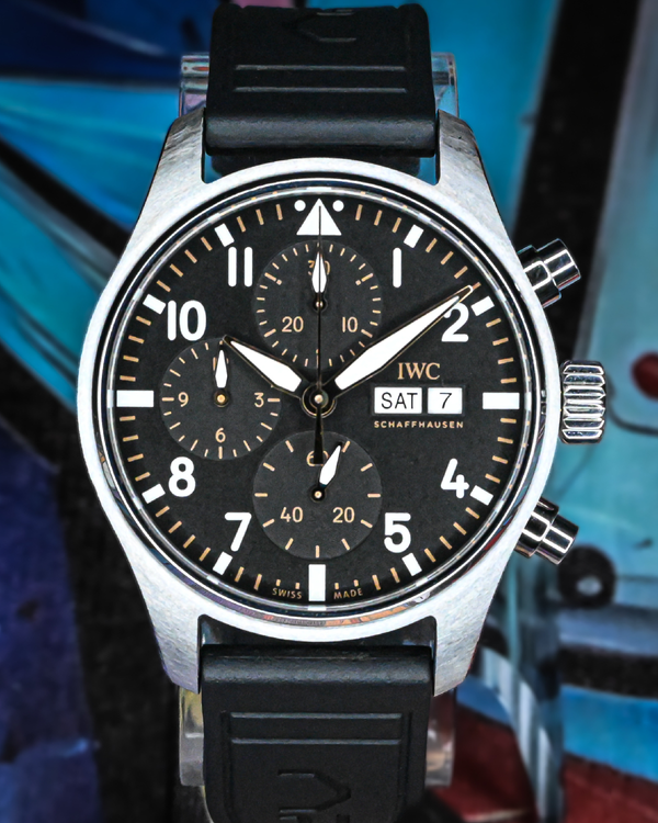 2025 IWC Schaffhausen Pilot Chronograph "APXGP" S.E. 41MM Black Dial Rubber Strap (IW388116)