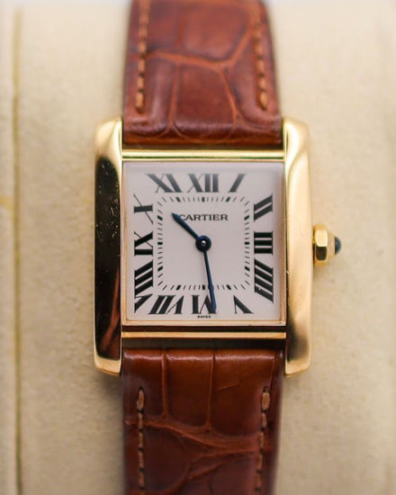 Cartier Tank Française 20MM Quartz White Dial Leather Strap (W5000356)