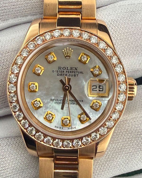 Rolex Lady-Datejust 26MM Mother of Pearl Dial Rose Gold Oyster Bracelet (179165)