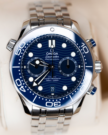 2025 Omega Seamaster Diver 300M Chronograph 44MM Blue Dial Steel Bracelet (210.30.44.51.03.001)