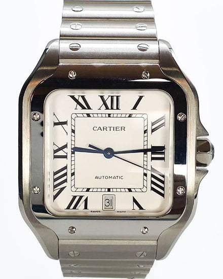 2020 Cartier Santos De Cartier Large 39.8MM White Dial Steel Bracelet (WSSA0018)
