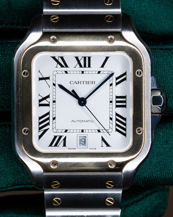 2021 Cartier Santos De Cartier 39.8MM White Dial Two-Tone Bracelet (W2SA0009)