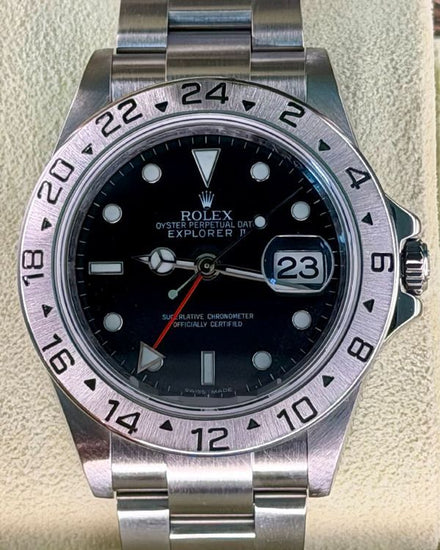 2010 Rolex Explorer II Cal. 3186 Engraved Rehaut 40MM Black Dial Oyster Bracelet (16570)