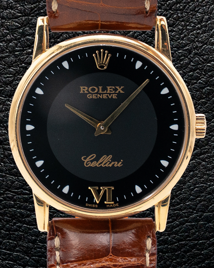 Rolex Cellini 33MM Black Dial Leather Strap (5116)