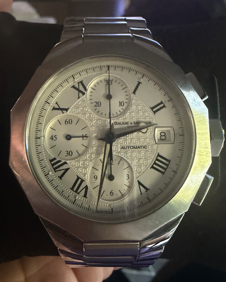 No Reserve - 2009 Baume & Mercier Riviera Chronograph 40MM White Dial Steel Bracelet (MOA08625)