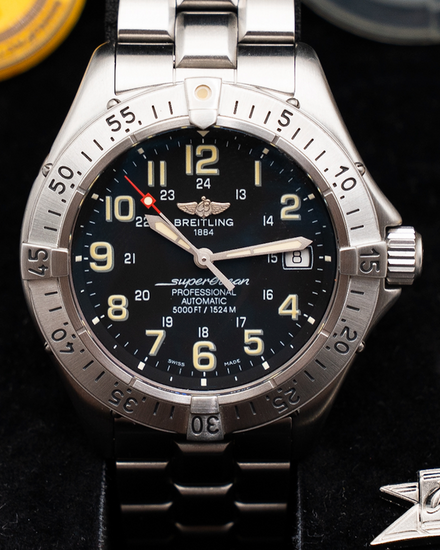2000 Breitling Superocean 41MM Black Dial Steel Bracelet (A17345)