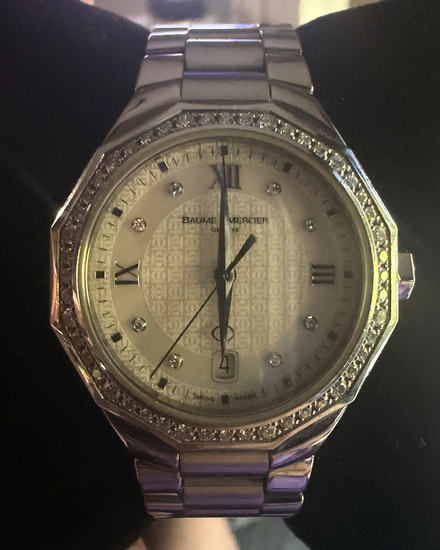 No Reserve - 2009 Baume & Mercier Riviera 22MM Quartz Silver Dial Steel Bracelet (65526)