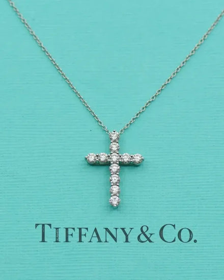 Tiffany & Co. Cross 21 x 15MM 0.9 CTW Diamonds Platinum (Platinum Cross)