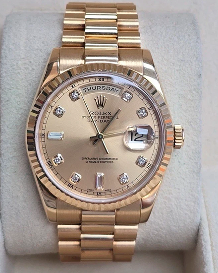 Rolex Day-Date 36MM Champagne Dial President Yellow Gold Bracelet (118238)