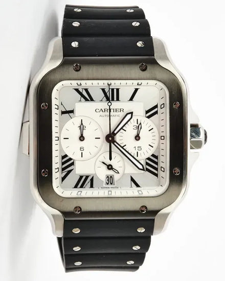 2026 Cartier Santos De Cartier 43MM Silver Dial Rubber Strap (WSSA0017)