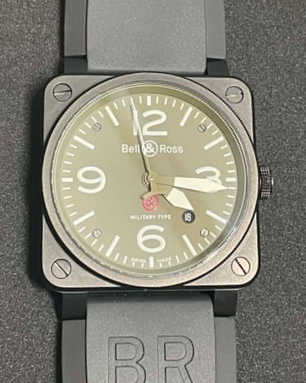 2016 Bell & Ross BR 03 92 Military Type 42MM Green "Khaki" Dial Rubber Strap (BR03-92-S)