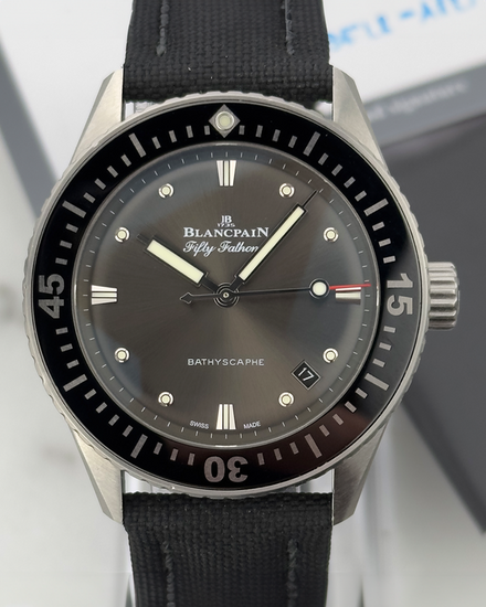 2021 Blancpain Fifty Fathoms Bathyscaphe 38MM Grey Dial Textile Strap (5100B-1110-B52A)
