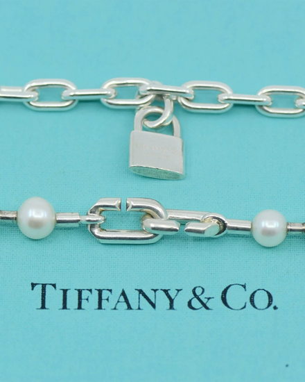 Tiffany Accessories Lock Pearl 24IN Sterling Silver Pearl Necklace (Necklace)