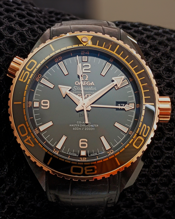 2017 Omega Seamaster Planet Ocean 600M "Deep Black" 45.5MM Black Dial Leather Strap (215.63.46.22.01.001)