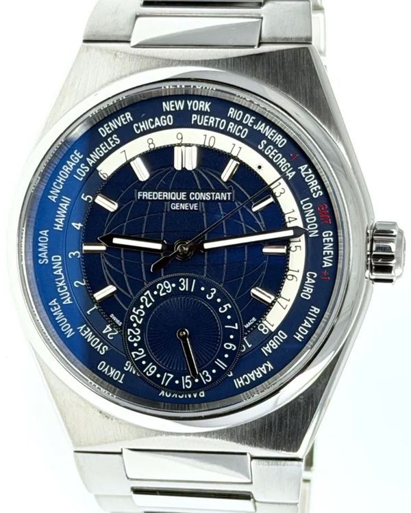 2024 Frederique Constant Worldtimer Highlife 41MM Blue Dial Steel Bracelet (FC-718N4NH6B)