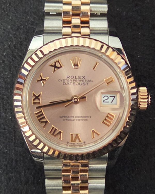 2022 Rolex Lady-Datejust 28MM Pink "Sundust" Dial Two-Tone Jubilee Bracelet (279171)