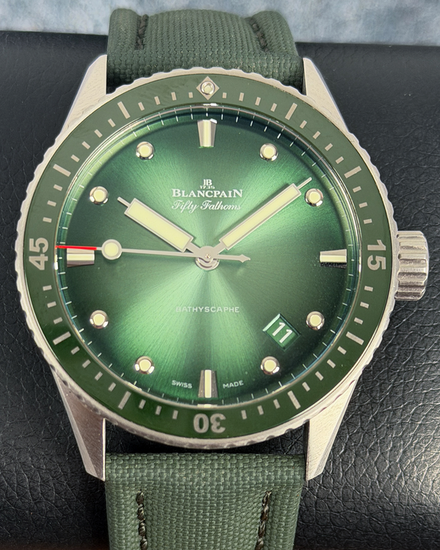 2021 Blancpain Fifty Fathoms Bathyscaphe L.E. 43MM Green Dial Textile Strap (5000-1153-H52A)