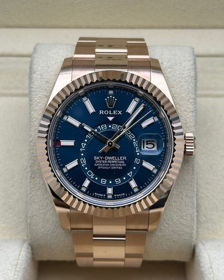 2023 Rolex Sky-Dweller 42MM Blue Dial Rose Gold Oyster Bracelet (336935)