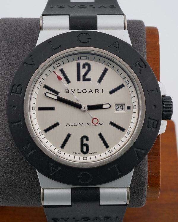 No Reserve - Bvlgari Diagono Aluminium 44MM Beige Dial Rubber Strap (AL44TA)